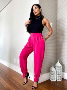 Women Pants - 玫紅色 - 查看 2