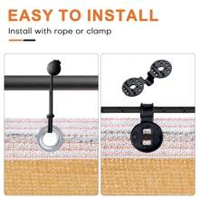 1pc Black Outdoor Sun Shade Mesh Net, Durable UV-Resistant Shade Cloth With Grommets For Pergola, Canopy And Greenhouse Use - 米色(90%) - 查看 8