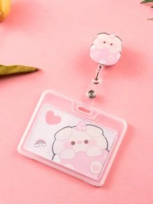 可愛的卡通恐龍伸縮徽章卷軸，帶拉線和按鈕，用於護士醫院員工名牌，最長可延伸至50cm的相片卡片持有人，適用於學校等場合 - 粉色 - 查看 10