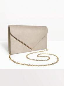 SIIZA 米色女士仿麂皮晚装手拿包正式派对手拿包婚礼钱包鸡尾酒舞会手拿包，新款秋冬女士包，最佳秋季钱包 - 杏色 - 查看 3