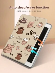Funda para iPad de café compatible con iPad de 10.2 pulgadas 2021/2020 iPad 9th/8th Generation, compatible con Samsung Galaxy/Tab Cover, con soporte para bolígrafo, admite tapa de suspensión/activación automática - Rotación de 360° - Ver 4