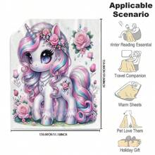 1pc pătură adorabilă imprimată cu unicorn, pătură, pătură AC, articol cadou; 1pc pătură tipărită castelul trandafir albastru, pătură, pătură AC, articol cadou; 1 bucă pătură cu imprimare adorabil Unicorn 2, pătură, pătură AC, articol cadou