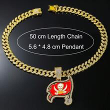 1pc Tampa Bay Buccaneers Pendant With Rhinestone Decoration - Chain Necklace - Hip Hop Style Fashion Accessory - Pirate Diamond Necklace - View 3