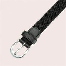 Kids' Black Elastic Braided Belt With Metal Buckle - Black - View 5