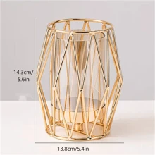 1 Miếng Sang trọng Ly Cái bình hoa Với Kim loại Cơ sở Đối với Phòng khách , Phòng ăn Đồ trang trí , Thích hợp Đối với Hoa Và Nến - Vàng - Xem 2