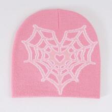 1只y2k風格拼色,心形蜘蛛網紋式街頭風骷髏帽,男女通用提花針織帽,適合日常穿著、戶外活動,也可作為節日禮物 - A - 查看 15