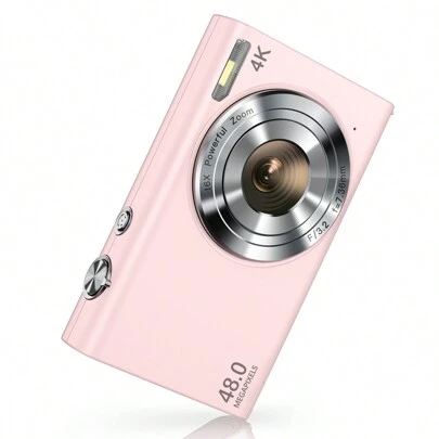 Appareil photo numérique, caméra de vlogging autofocus 4K FHD 48MP avec zoom numérique 16X, caméra compacte avec carte mémoire 32 Go, caméras point-and-shoot portables pour adolescents, débutants et adultes