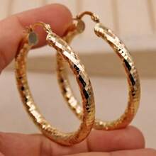 精美復古波西米亞風格女士圓形耳環,適合日常佩戴和聖誕節 - 金色 - 查看 5