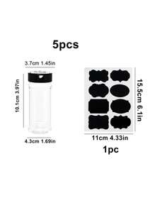 5 lọ đựng gia vị bằng nhựa trong suốt và miếng dán màu đen - Nhiều màu - Xem 2