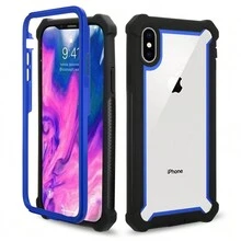 Protector Uso Rudo Funda Case Para iPhone 6 7 8 Plus Xr X Max 11 Pro 12 13 mini FRAME - Negro con azul - Ver 1