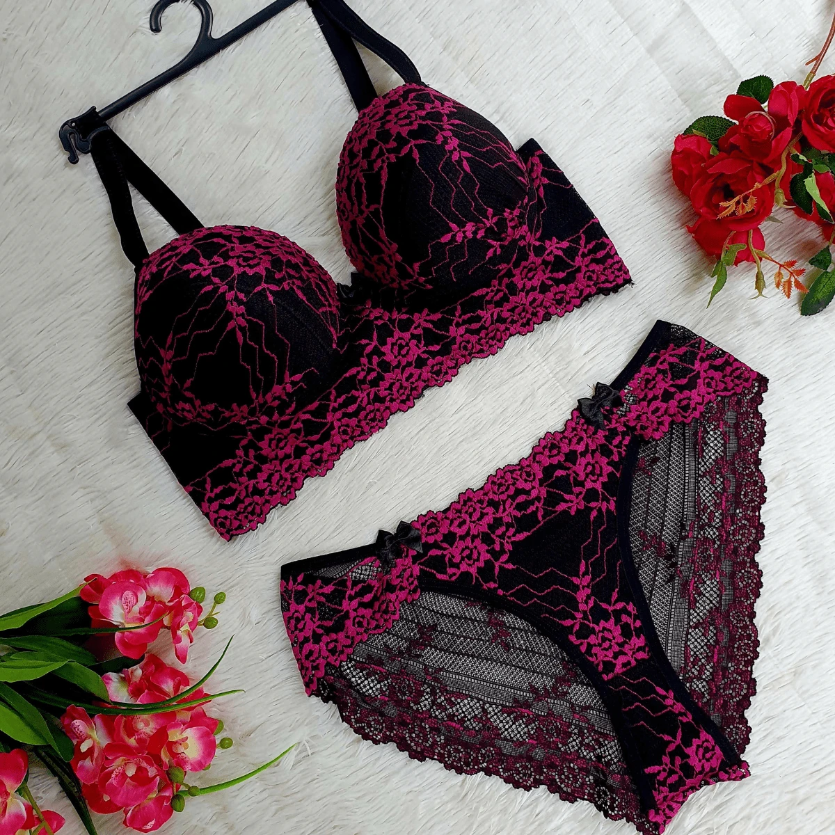 Plus Size Bra & Panty Sets - Rosa Roja - Ver 1