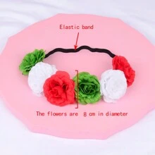 1 件女士/女孩圣诞花环头带人造玫瑰花，彩虹花发饰，派对照片道具装饰，彩虹花弹性发箍，墨西哥风格 - 彩色 - 查看 2