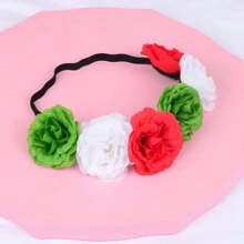 1 件女士/女孩圣诞花环头带人造玫瑰花，彩虹花发饰，派对照片道具装饰，彩虹花弹性发箍，墨西哥风格 - 彩色 - 查看 3