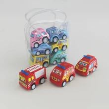6pcs/Set Children's Cartoon Mini Inertia Fire Truck Toy, Random Color Bag With Different Styles Of Cars,Back To School