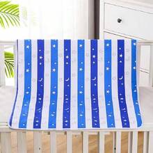 1pc Baby Waterproof Diaper Changing Urine Absorbent Mat Baby Nappy Changing Pad Soft Reusable Washable Mattress Pad Baby Shower Family Decorations Gifts - Blue and White - View 3