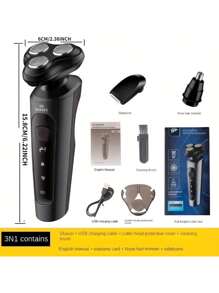 JIAWANG Afeidora Carga Rápida Rápida Y Cuerpo Lavable Con Stand-by Largo Cuatro En : Recortador Eléctrico Con Peine, Cortahairas, Cortanarices, Afeitadora Eléctrica Con Cabezal Desmontable Y Limpiador Facial, Cargador Para Automóvil Usb De Viaje. El Mejor Regalo Para El Día De San Valentín, Novio O Padre