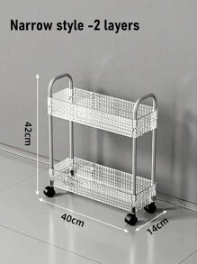 1 pieza Estantería de cocina independiente con ruedas, carro de almacenamiento simple y de varios niveles para espacios estrechos, apta para baño, dormitorio y lavadero, fácil de mover con diseño sencillo para decoración exterior