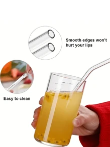 Set (4 Straws + 1 Brush) High Borosilicate Transparent Glass Straws Heat Resistant High Temperature Washable Reusable Fruit Drinking Straws ,Kitchen,Christmas Gift Back To School,School Supplies