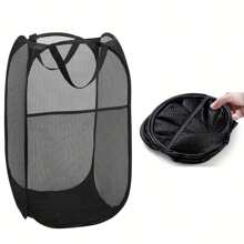 1pc/2pcs Small Laundry Basket, Collapsible Pop Up Mesh Laundry Basket With Reinforced Carry Handles - Portable And Convenient For Home, Bathroom, Kids Room, College Dorm, And Travel, Small Size Dress Pants Shoes Jeans Boots Skirt Laundry Hamper, Washing Basket Bathroom Organizer, Basket, Storage Basket, Foldable Laundry Basket