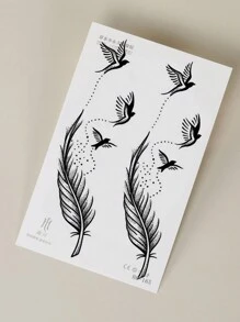 STARTTOOS 1 Pieza De Tatuaje Temporal Semipermanente De Hierbas Azules Con Diseño De Pájaro Abstracto De Plumas Que Dura 14 Días Con Efectos No Desvanecientes Y No Reflectantes Para Brazo, Muñeca, Pintura Corporal,tatuajes maquina para tatuar tatuajes falsos - Negro - View 3
