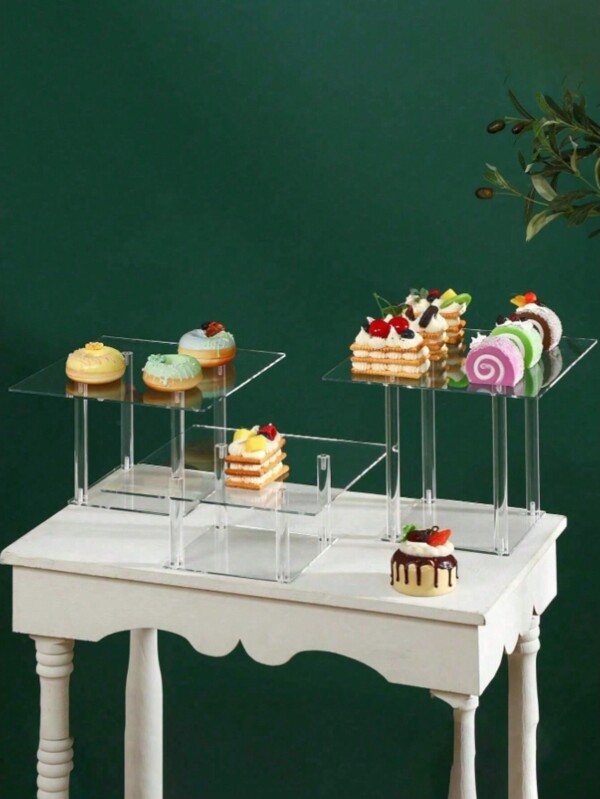 Acrylic Cake & Bread Display St, Clear Donut & Dessert & Pastry Display Shelf, Glass Show Rack, Transparent Storage Tray,Kitchen,Christmas Gift Back To School