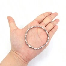 Vòng tay hạt cườm hình trái tim A-Z kiểu cổ điển mới, vòng tay trang sức thủ công, quà tặng cho phụ nữ, quà tặng ngày Valentine. - Hạt đồng bạc - Xem 3