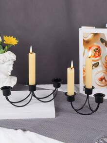 1Pc/1Set European Vintage Iron Candlestick Candlelight Dinner Shooting Props Candlelight Dinner Wedding Table Decoration Decoration,(Candles Are Not Included) For Christmas Decoration, Christmas Gifts, Presents, And Party Favors.Dinner Decor Candle Stand Adorn Party Decor Desktop Adorn Gifts Birthday Graduation - Black - View 5