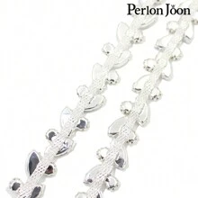 Perlon Joon 1碼葉片清潔玻璃水晶鏈鑲嵌銀水晶鍊裝飾婚紗配件 - 銀色 - 查看 6