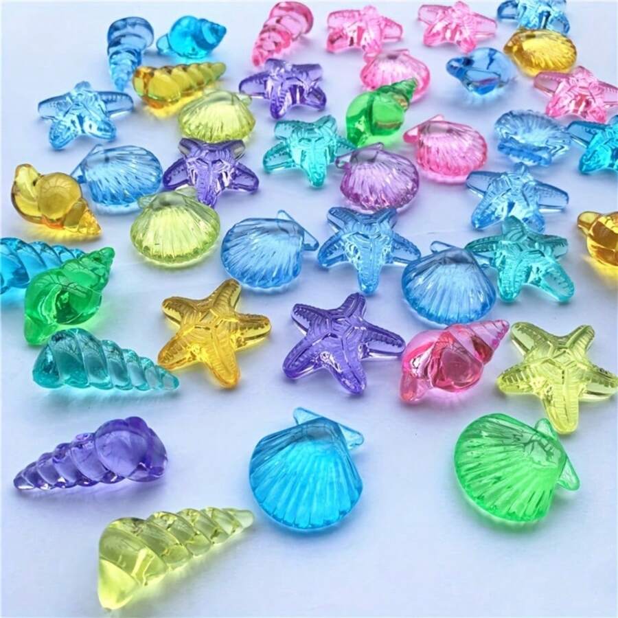 16pcs Acrylic Rhinestone Toy Ocean Gemstone Toy Sea Life Shell Conch Gemstone Toy DIY Toy Birthday Party Decorations - Random Color - View 1