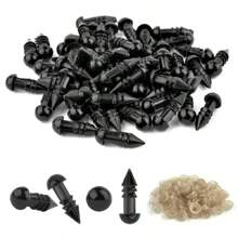 5mm-18mm Black Plastic Safety Eyes Animal Eyes For Amigurumi With Washers Diy Crochet Crafts TeddyBear Making Supplies Decoration Accessories 100pcs/Bag