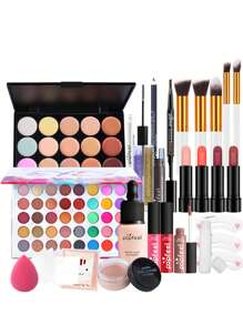 Conjunto Completo De Maquillaje Popfeel Para Principiantes, Kit De Maquillaje Multifuncional Que Incluye Herramientas Y Varios Productos De Maquillaje - Multicolor - Ver 2