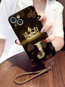 字母图案带绳加厚防摔手机壳，直边设计，带细孔，兼容 15/XR/7/8、 15 Pro Max、Apple 13/14/11、P12、Xs、A134G、A22、A21s、A514G、A52、S22、Ultra、A335G、Redmi 10、Redmi Note 114G、Redmi 11 Lite、A53、TPUA 14/A23/S23 Ultra、S24 等型号。 - 彩色 - 查看 3