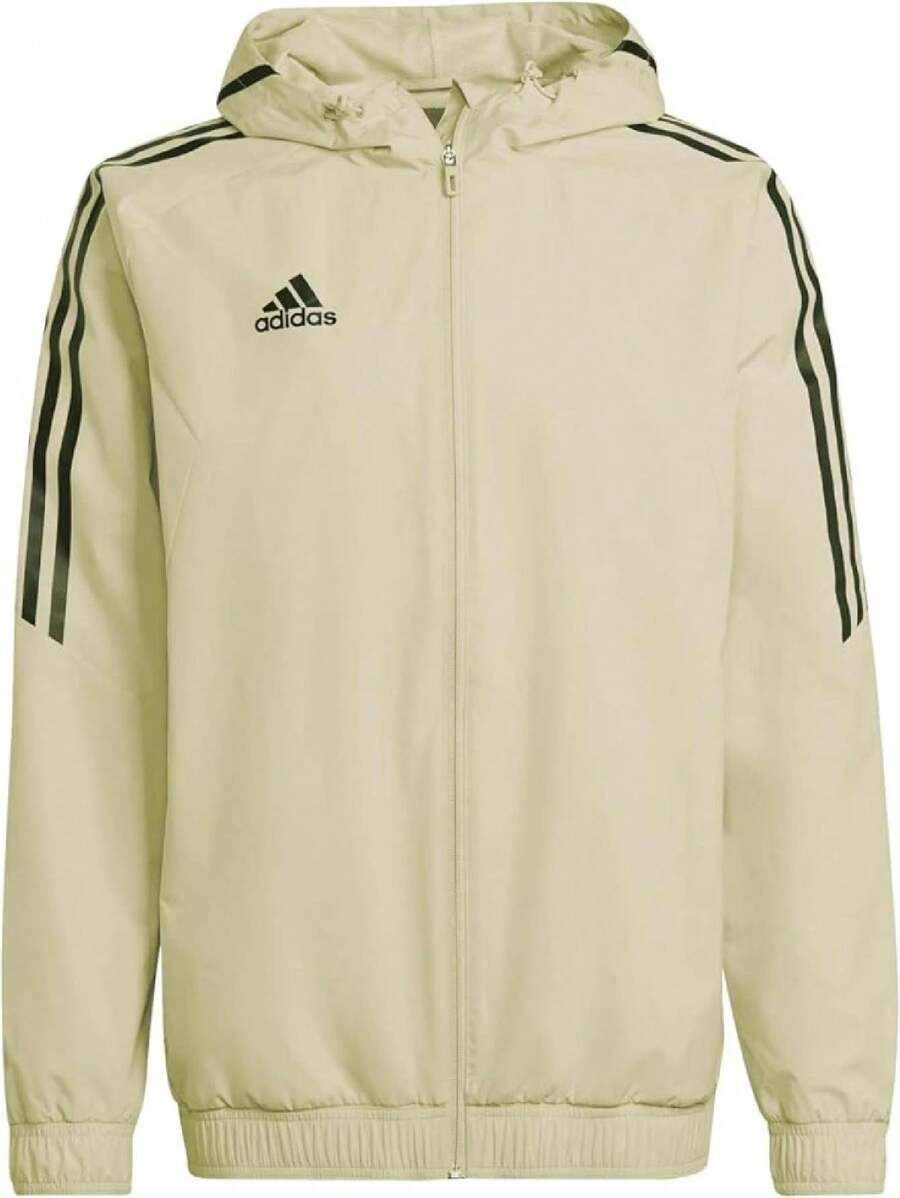 Adidas Rain Jacket Men's Beige Hooded Waterproof - Beis - Ver 1