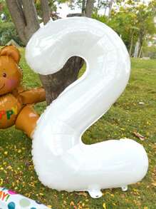 32 英寸大号白色数字铝箔气球，生日庆祝派对装饰，节日装扮道具， - 白色 - 查看 18