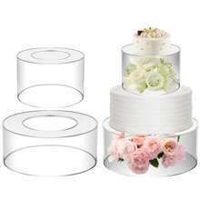 2Pcs Acrylic Cake Stand Fillable Cake Risers Clear Cake Tier Stackable Centerpiece Cake Display Boxes Decorative Cake Display Stand For Wedding Birthday Party - Clear - View 9