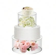 2Pcs Acrylic Cake Stand Fillable Cake Risers Clear Cake Tier Stackable Centerpiece Cake Display Boxes Decorative Cake Display Stand For Wedding Birthday Party - Clear - View 7
