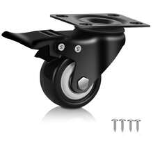 2 Inch Swivel Plate Caster Wheels With Safe Dual Locking, Heavy Duty Industrial Plate Casters, Locking Casters Wheels For Furniture, Workbench (Free Screws,1pc) - Black - View 5