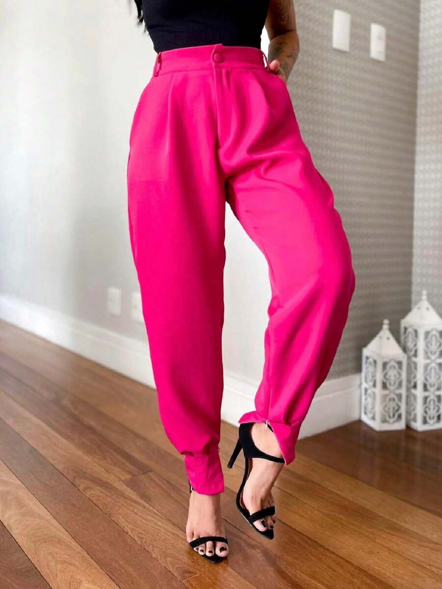 Women Pants - 玫紅色 - 查看 1