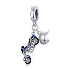 WOSTU 1pc 925 Sterling Silver Vintage Car Train Bead Cool Motorcycle Bicycle Pendant Charm Fit Women Female DIY Braclete And Necklace Fine Jewelry Making