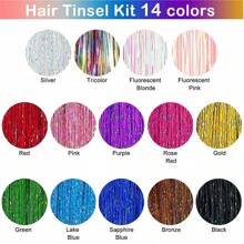 6 件/套发夹金属丝 50.8 厘米，闪光线发夹，节日礼物线仙女派对炫目发饰套装，适合女士和女孩爪夹发夹发夹 - 彩色 - 查看 5