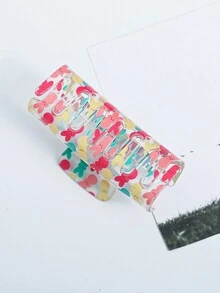 1只中號紅色亞克力方形可愛兔子印花中空夾髮鉤 - 彩色 - 查看 3