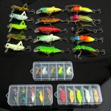 5入組3種類型的假餌,模擬蚱蜢和螳螂等生物- 包括收納盒和釣魚配件,非常適合釣蟹！ - 彩色 - 查看 1