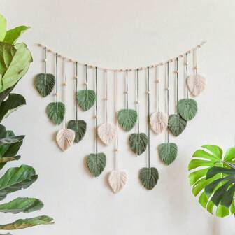 1pc Handmade Bohemian Tree Leaf Wall Hanging Tapestry Woven Wall Art With Tassels For Kid's Room Decoration, Bedroom Background, Photo Clip Display,Home Decor ,Room Decor,Wall Decor