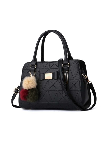 Nuevos bolsos de mano para mujer,Carteras de mujer, bolsos y bolsos de hombro de moda para mujer, bolso de diseñador con asa superior con pompón,Bolsos de Mujer Bolsa Bandolera Moda Colgante Señora Bolso Tote Elegante Bolsas de Hombro PU Bolso Shopper para Fiesta Trabajo Rojo