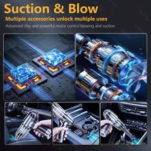 汽車用吸塵器3合1無刷馬達手提式充電式便攜式小型無線吸塵器,適用於汽車,桌面和家庭清潔 - 軍綠色 - 查看 8