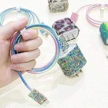 5pcs/Set Iphone 15 Charging Accessory Protection Kit Including Charger, Data Cable, Pd18/20w Charging Head, Sticker & Power Adapter - Black and White - View 7