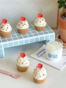 5pcs 3d Red Cherry Birthday Cake Toppers Party Decorations Candles, Back To School Valentine Day