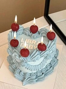 5pcs 3d Red Cherry Birthday Cake Toppers Party Decorations Candles, Back To School Valentine Day