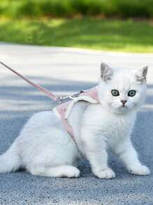 1 pieza Arnés para mascotas estilo chaleco con correa de tracción para gato, correa antiescape para perro pequeño