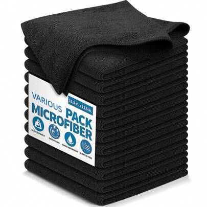 HYER KITCHEN Black Cleaning Cloth Set For Flat Surfaces, Super Soft, Quick-Drying And Absorbent,Kitchen,Bathroom,Home,Household Suppliers